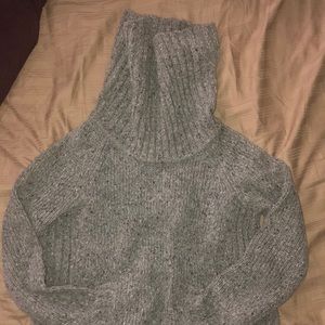 Grey Knitted Cowl Neck Sweater